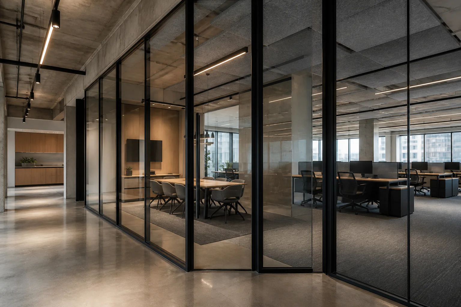 Визуализация loft-офиса со стеклянными перегородками